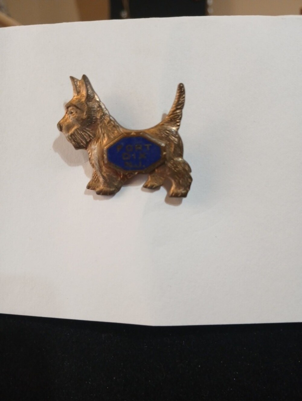 Gold-Tone Scottish Terrier Pin with Blue Enamel Accent - Men Accessories